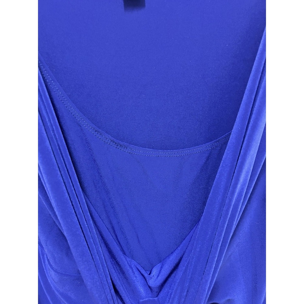 Lauren Ralph Lauren 14 Autumn Wedding Guest Dress Royal Blue Ruched Formal Gown - Picture 7 of 11